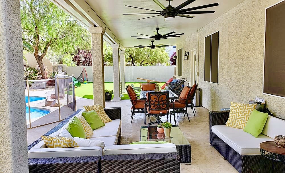 Patio Cover shade structure in Houston TX in a backyard 